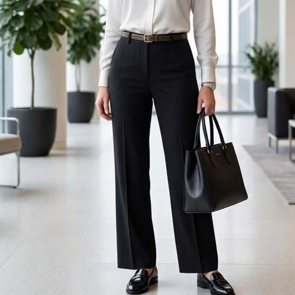 Vintage Lauren Ralph Lauren 100% Silk Wide Leg Trousers Size 4 old money chic